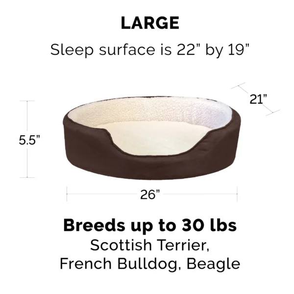 Oval Dog Bed - Faux Sheepskin & Suede - Image 11