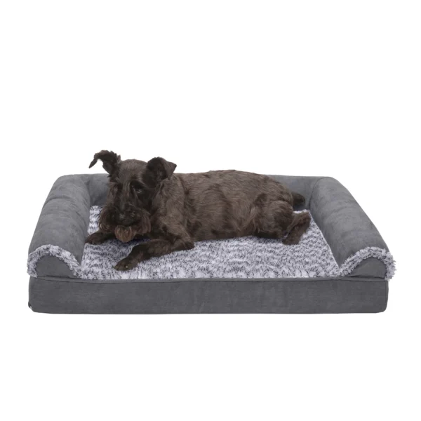 Sofa Dog Bed - Two-Tone Faux Fur & Suede - Image 14
