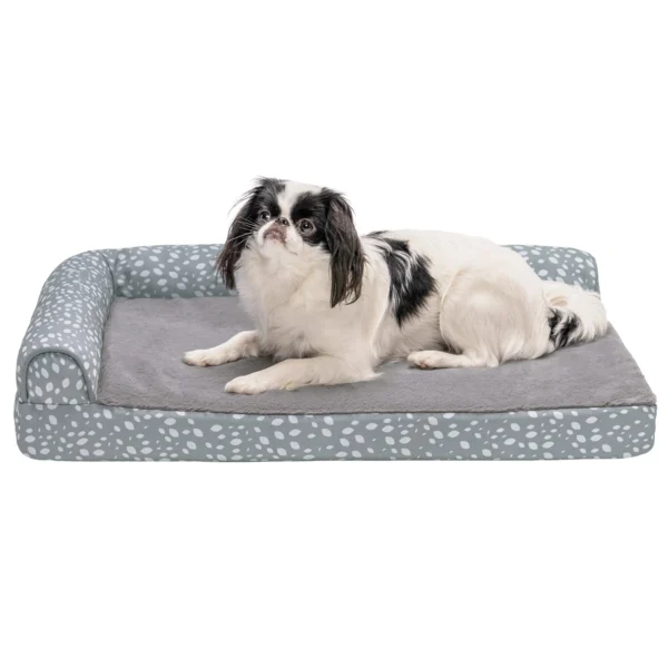Deluxe Chaise Lounge Dog Bed - Plush Faux Fur & Almond Print - Image 46