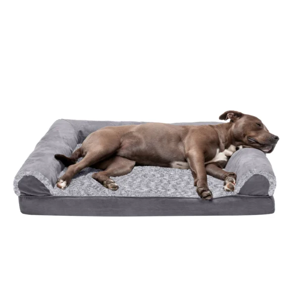 Sofa Dog Bed - Two-Tone Faux Fur & Suede - Image 19