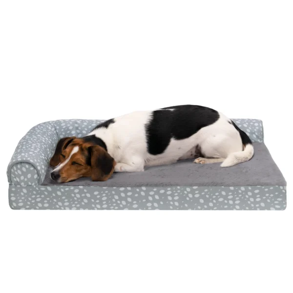 Deluxe Chaise Lounge Dog Bed - Plush Faux Fur & Almond Print - Image 34