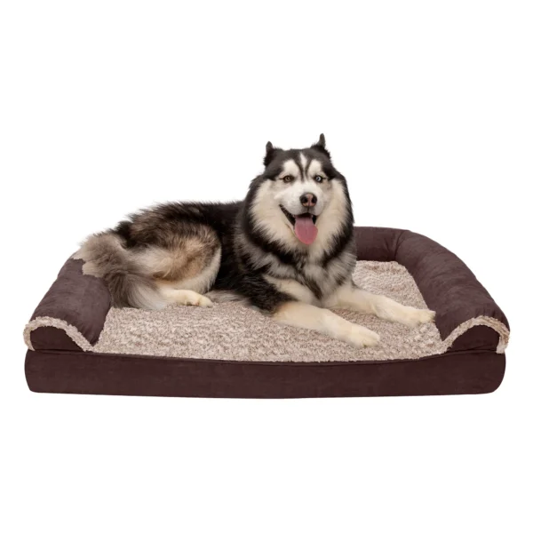 Sofa Dog Bed - Two-Tone Faux Fur & Suede - Image 21