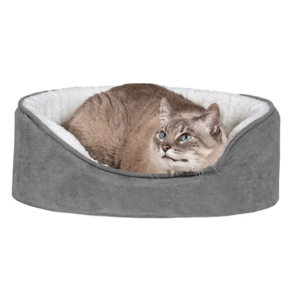 Oval Dog Bed - Faux Sheepskin & Suede - Image 4
