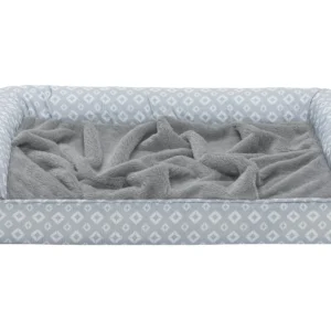 Sofa Pet Bed - Plush Faux Fur & Diamond Print Nest-Top Sofa Bed