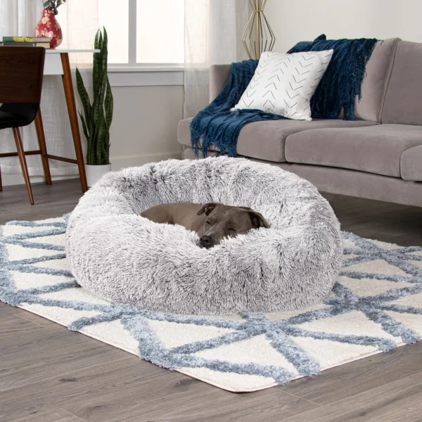 Calming Cuddler Long Fur Donut Dog Bed - Image 43