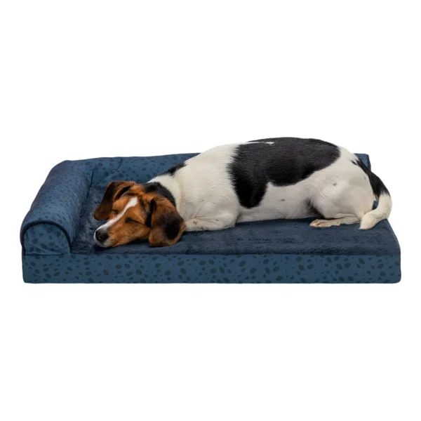 Deluxe Chaise Lounge Dog Bed - Plush Faux Fur & Almond Print - Image 33