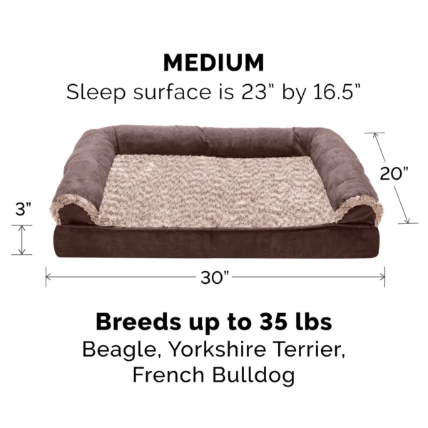 Sofa Dog Bed - Two-Tone Faux Fur & Suede - Image 4