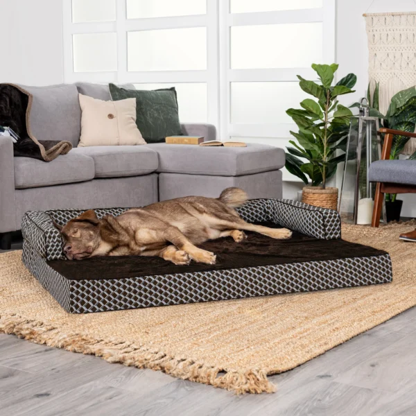 Sofa Dog Bed - Plush & Diamond Decor Comfy Couch - Image 4