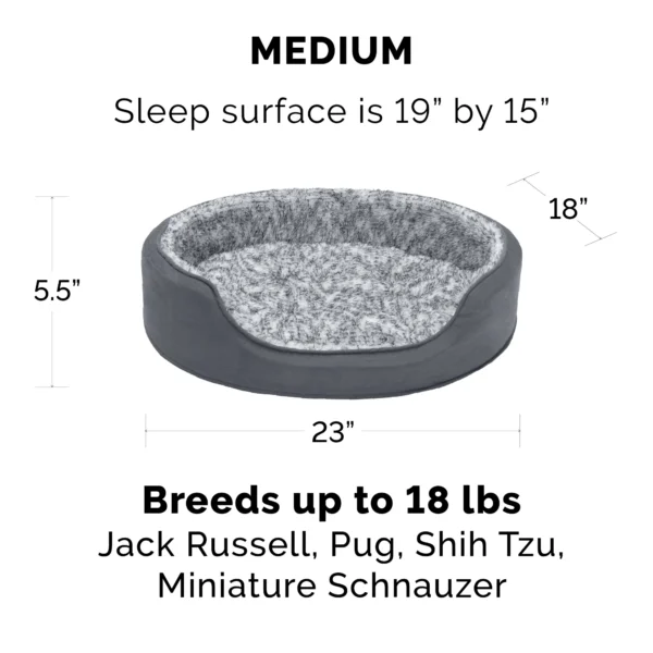 Oval Dog Bed - Two-Tone Faux Fur & Suede - Image 12
