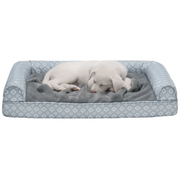 Sofa Pet Bed - Plush Faux Fur & Diamond Print Nest-Top Sofa Bed - Image 37