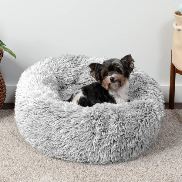 Calming Cuddler Long Fur Donut Dog Bed - Image 45