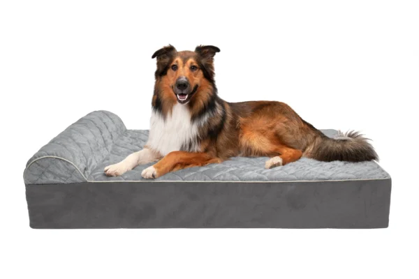 Goliath Chaise Lounge Dog Bed - Quilted Faux Fur & Velvet - Image 6