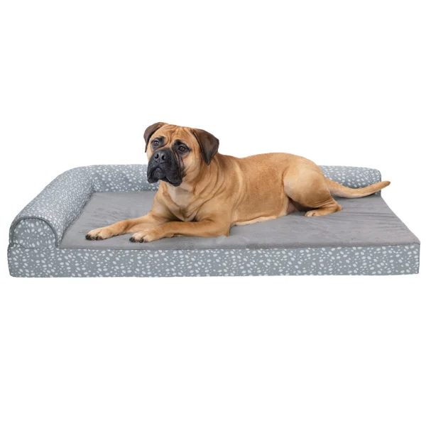 Deluxe Chaise Lounge Dog Bed - Plush Faux Fur & Almond Print - Image 32