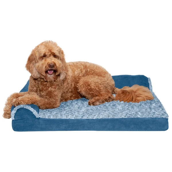 Deluxe Chaise Lounge Dog Bed - Two-Tone Faux Fur & Suede - Image 21
