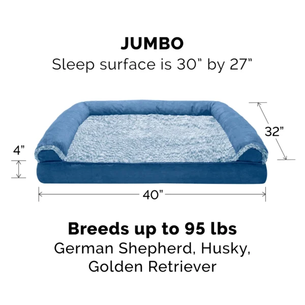 Sofa Dog Bed - Two-Tone Faux Fur & Suede - Image 6