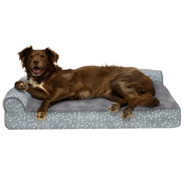 Deluxe Chaise Lounge Dog Bed - Plush Faux Fur & Almond Print - Image 30