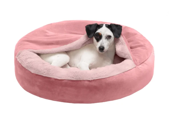Wave Faux Fur & Velvet Hooded Donut Dog Bed - Image 6