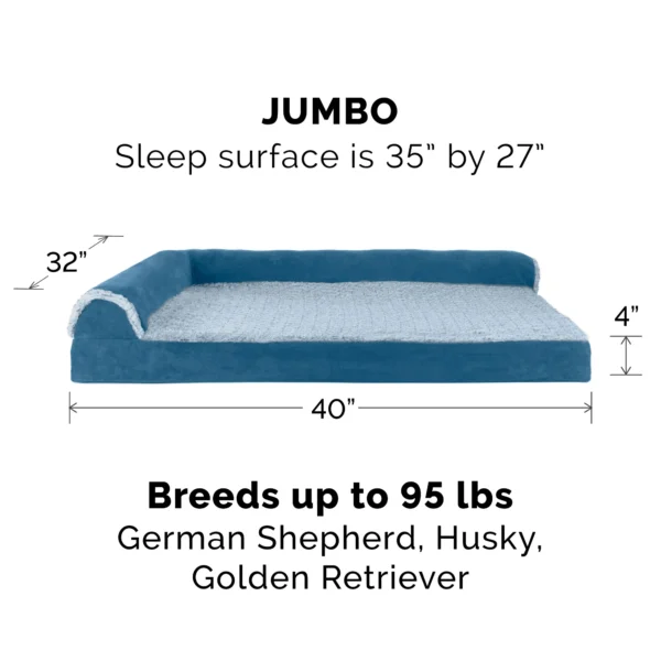 Deluxe Chaise Lounge Dog Bed - Two-Tone Faux Fur & Suede - Image 6