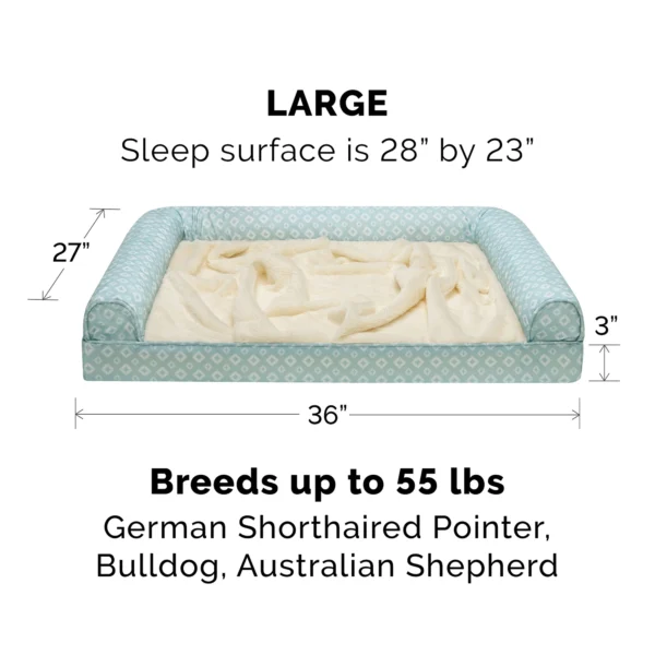 Sofa Pet Bed - Plush Faux Fur & Diamond Print Nest-Top Sofa Bed - Image 7