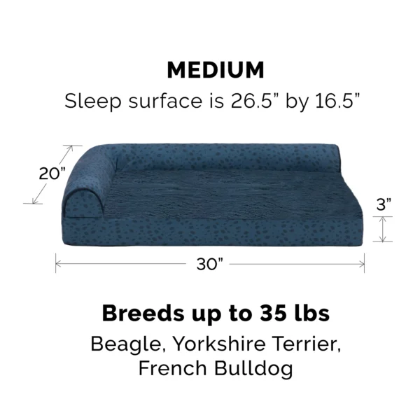 Deluxe Chaise Lounge Dog Bed - Plush Faux Fur & Almond Print - Image 5