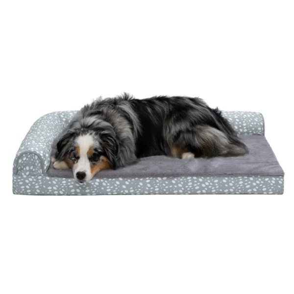 Deluxe Chaise Lounge Dog Bed - Plush Faux Fur & Almond Print - Image 36