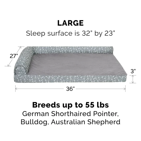 Deluxe Chaise Lounge Dog Bed - Plush Faux Fur & Almond Print - Image 7