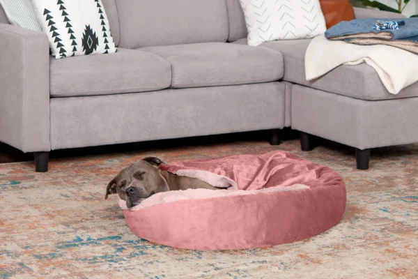 Wave Faux Fur & Velvet Hooded Donut Dog Bed - Image 3