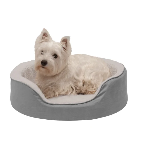 Oval Dog Bed - Faux Sheepskin & Suede - Image 8