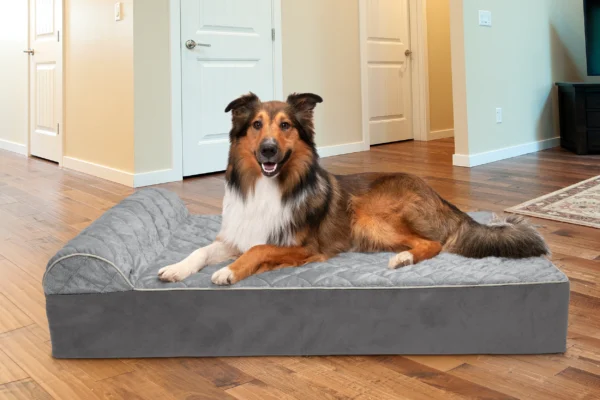 Goliath Chaise Lounge Dog Bed - Quilted Faux Fur & Velvet - Image 11