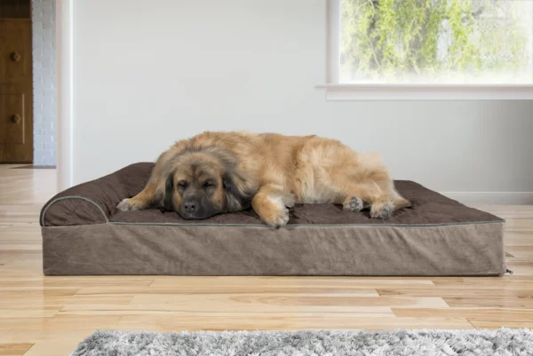 Goliath Chaise Lounge Dog Bed - Quilted Faux Fur & Velvet - Image 3