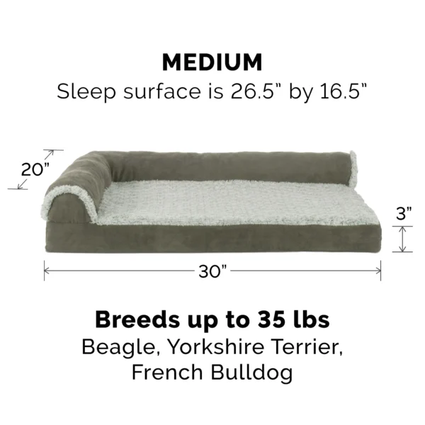Deluxe Chaise Lounge Dog Bed - Two-Tone Faux Fur & Suede - Image 4