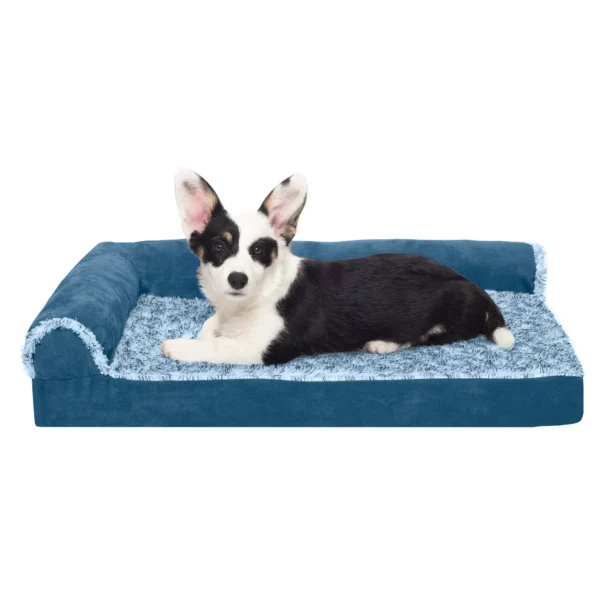 Deluxe Chaise Lounge Dog Bed - Two-Tone Faux Fur & Suede - Image 20
