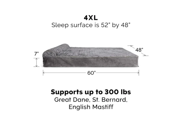 Goliath Chaise Lounge Dog Bed - Quilted Faux Fur & Velvet - Image 9