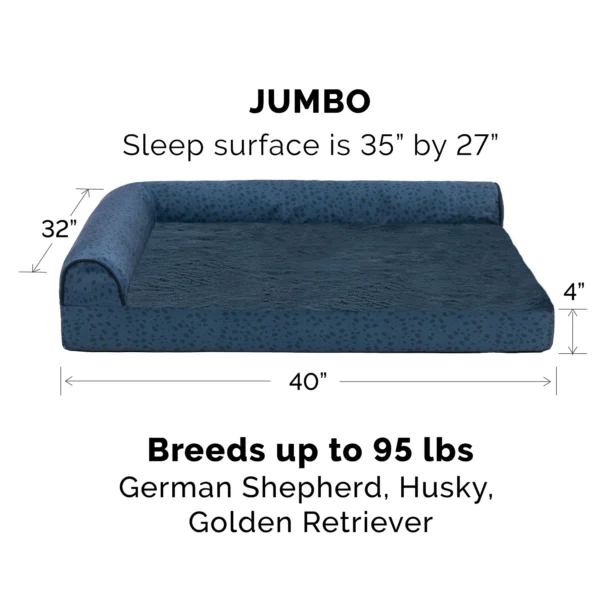 Deluxe Chaise Lounge Dog Bed - Plush Faux Fur & Almond Print - Image 9