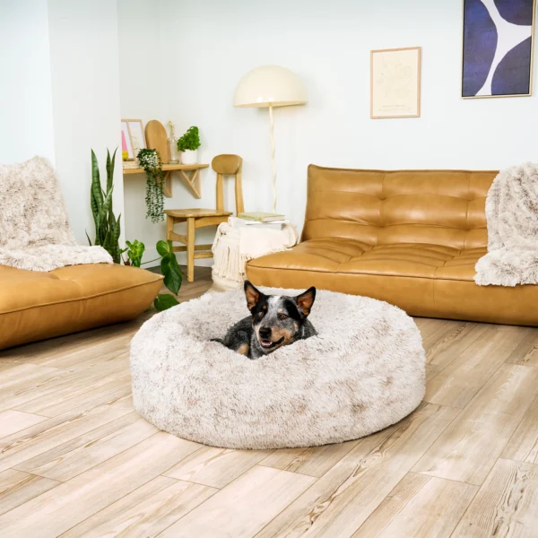 Calming Cuddler Long Fur Donut Dog Bed - Image 36