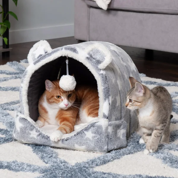 Fleece Snuggle Hideout Pet Bed - Fleece & Faux Fur - Image 3