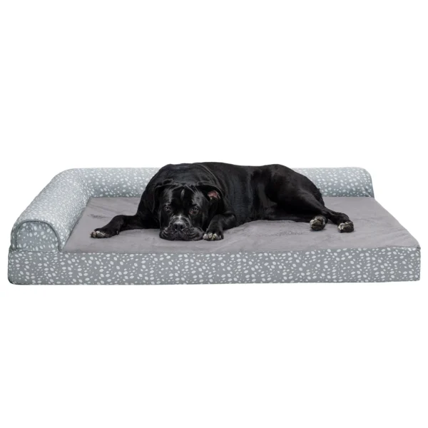 Deluxe Chaise Lounge Dog Bed - Plush Faux Fur & Almond Print - Image 23