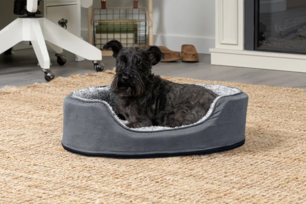 Oval Dog Bed - Two-Tone Faux Fur & Suede - Image 7