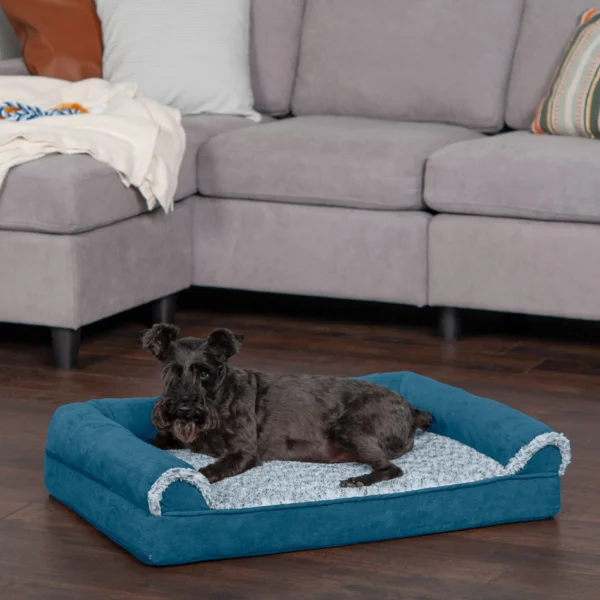 Sofa Dog Bed - Two-Tone Faux Fur & Suede - Image 10