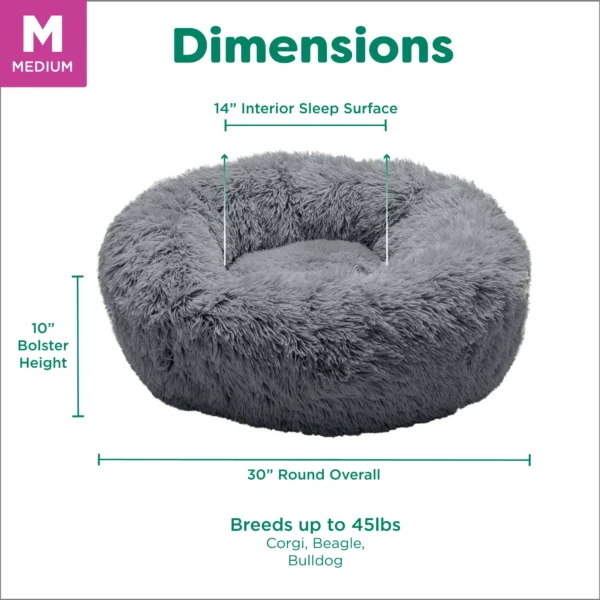 Calming Cuddler Long Fur Donut Dog Bed - Image 23
