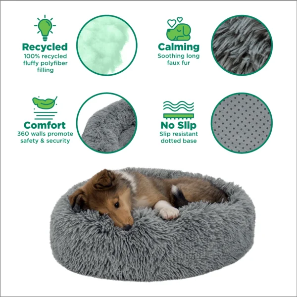Calming Cuddler Long Fur Donut Dog Bed - Image 11