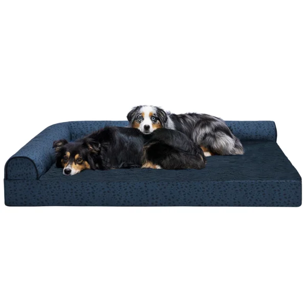 Deluxe Chaise Lounge Dog Bed - Plush Faux Fur & Almond Print - Image 39