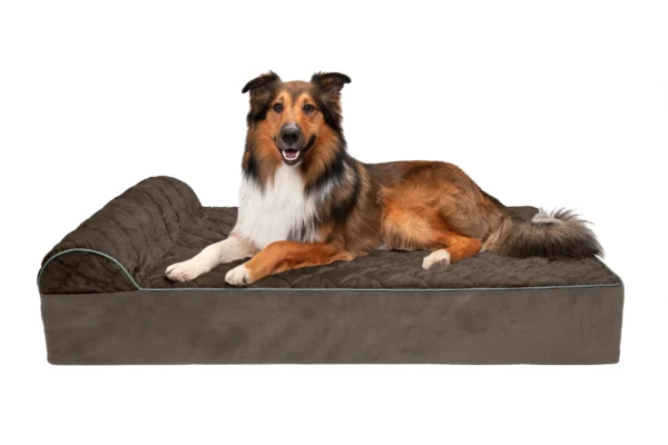 Goliath Chaise Lounge Dog Bed - Quilted Faux Fur & Velvet - Image 2