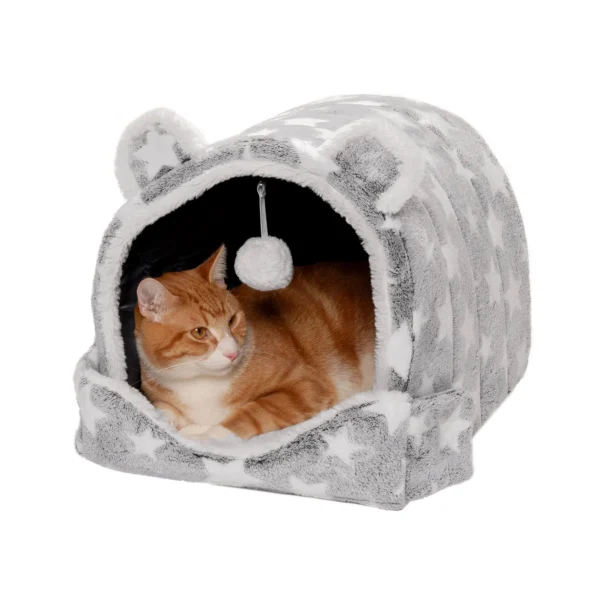 Fleece Snuggle Hideout Pet Bed - Fleece & Faux Fur - Image 5