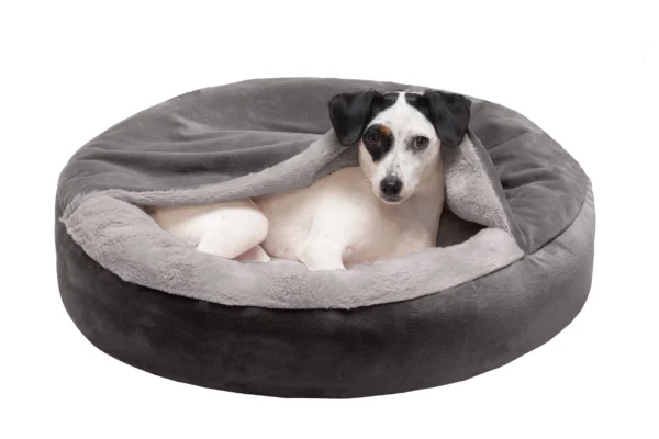 Wave Faux Fur & Velvet Hooded Donut Dog Bed - Image 11