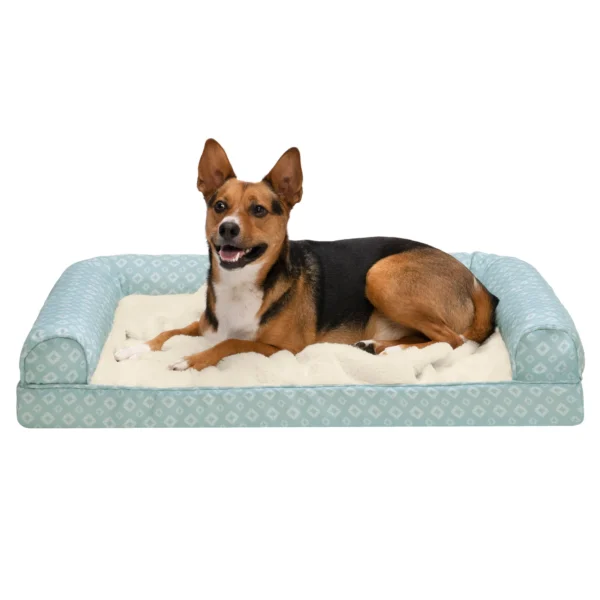Sofa Pet Bed - Plush Faux Fur & Diamond Print Nest-Top Sofa Bed - Image 53