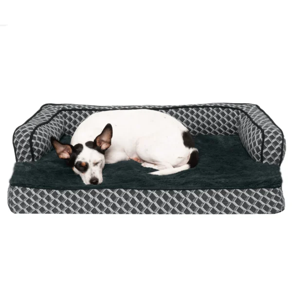 Sofa Dog Bed - Plush & Diamond Decor Comfy Couch - Image 2