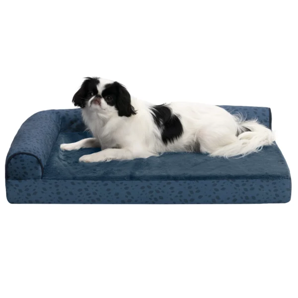Deluxe Chaise Lounge Dog Bed - Plush Faux Fur & Almond Print - Image 15