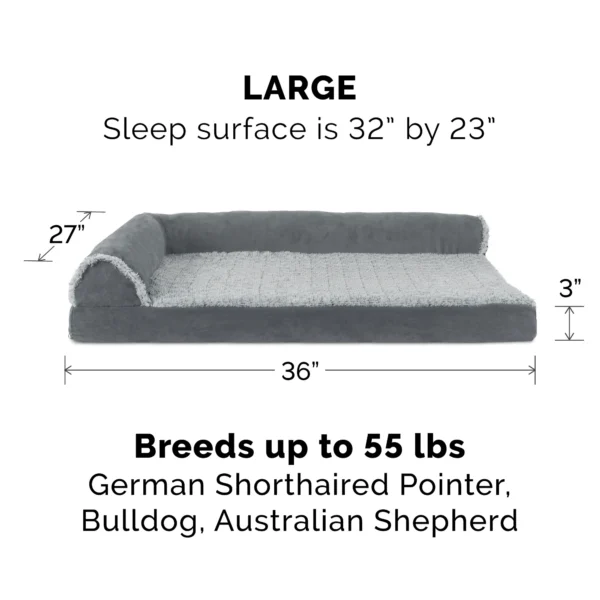 Deluxe Chaise Lounge Dog Bed - Two-Tone Faux Fur & Suede - Image 5