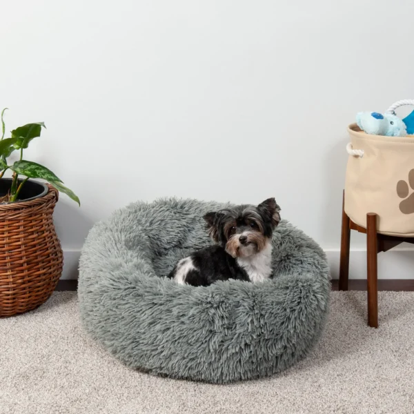 Calming Cuddler Long Fur Donut Dog Bed - Image 49